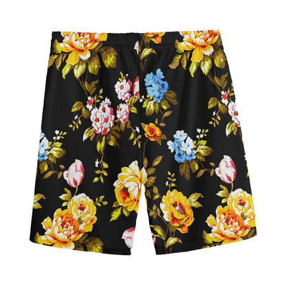 Vintage Floral Flower Pattern Print Men's Sports Shorts