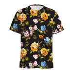 Vintage Floral Flower Pattern Print Men's Sports T-Shirt