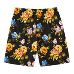 Vintage Floral Flower Pattern Print Men's Swim Trunks