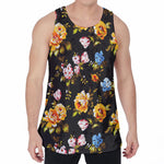 Vintage Floral Flower Pattern Print Men's Velvet Tank Top