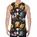 Vintage Floral Flower Pattern Print Men's Velvet Tank Top