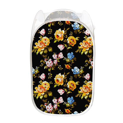 Vintage Floral Flower Pattern Print Mesh Laundry Hamper