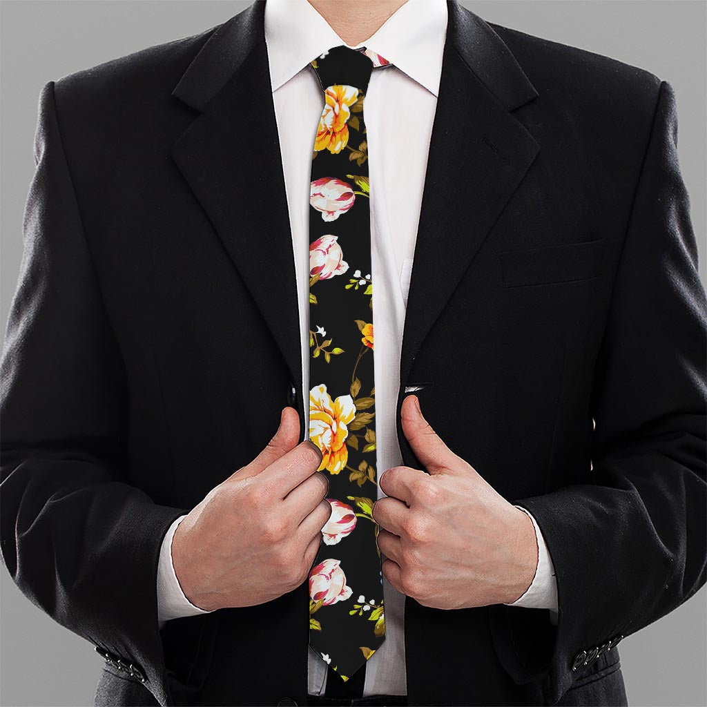Vintage Floral Flower Pattern Print Necktie
