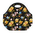 Vintage Floral Flower Pattern Print Neoprene Lunch Bag