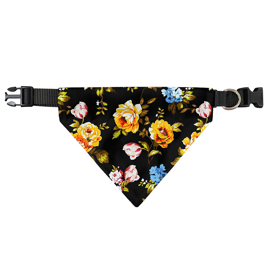Vintage Floral Flower Pattern Print Over The Collar Dog Bandana