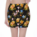 Vintage Floral Flower Pattern Print Pencil Mini Skirt