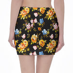 Vintage Floral Flower Pattern Print Pencil Mini Skirt