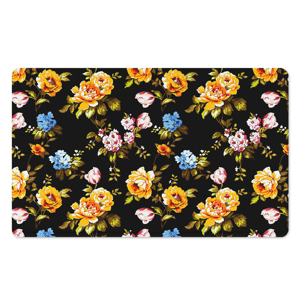Vintage Floral Flower Pattern Print Polyester Doormat