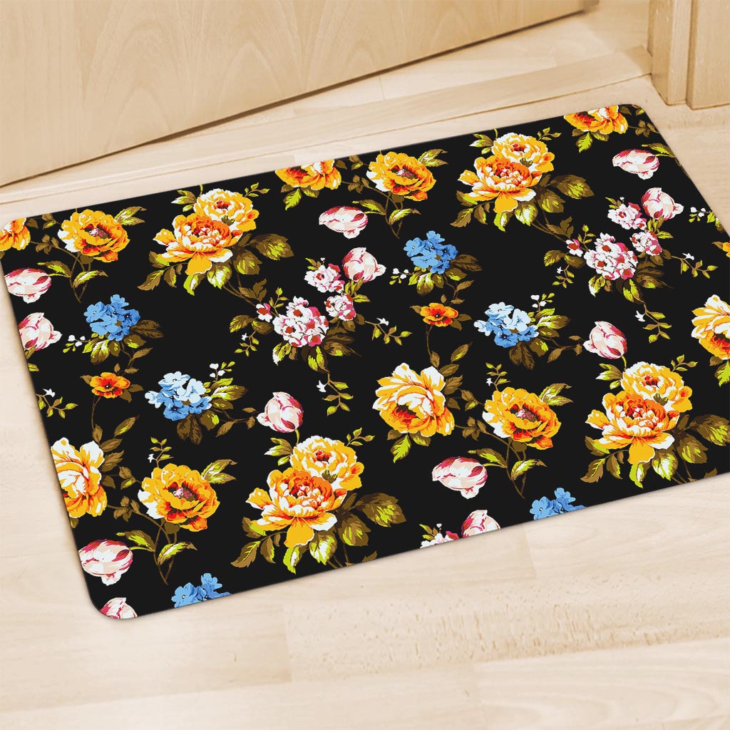 Vintage Floral Flower Pattern Print Polyester Doormat