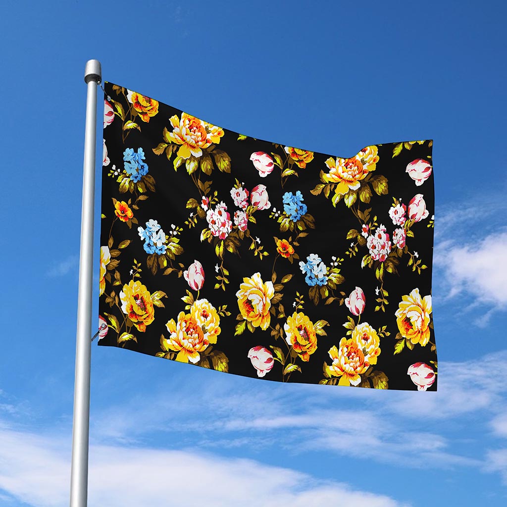Vintage Floral Flower Pattern Print Polyester Flag