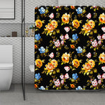Vintage Floral Flower Pattern Print Polyester Shower Curtain