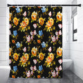Vintage Floral Flower Pattern Print Premium Shower Curtain