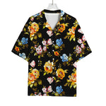 Vintage Floral Flower Pattern Print Rayon Hawaiian Shirt