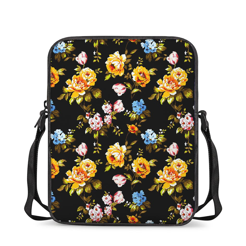 Vintage Floral Flower Pattern Print Rectangular Crossbody Bag
