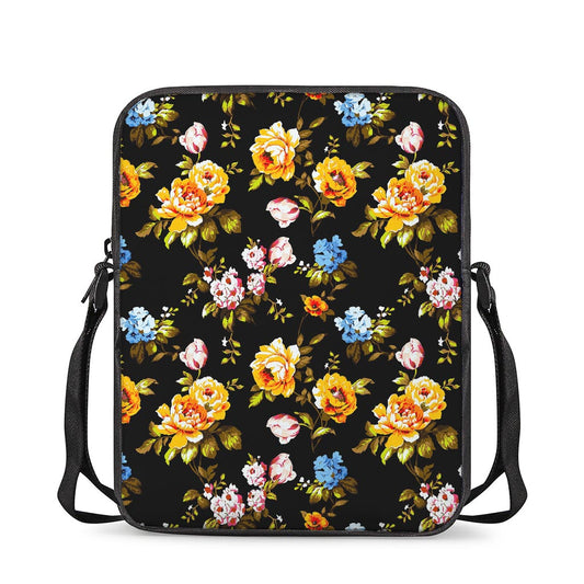 Vintage Floral Flower Pattern Print Rectangular Crossbody Bag