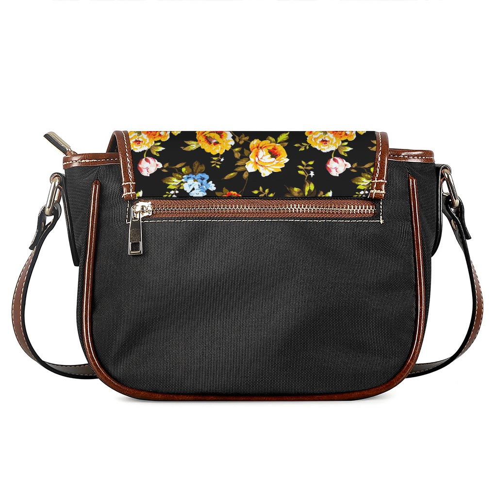 Vintage Floral Flower Pattern Print Saddle Bag