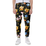 Vintage Floral Flower Pattern Print Scuba Joggers