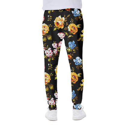 Vintage Floral Flower Pattern Print Scuba Joggers