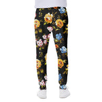 Vintage Floral Flower Pattern Print Scuba Joggers