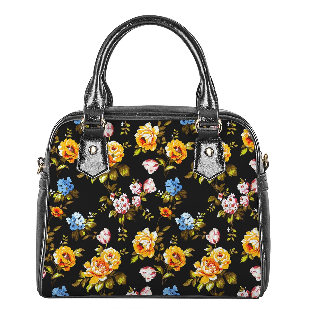 Vintage Floral Flower Pattern Print Shoulder Handbag