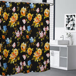 Vintage Floral Flower Pattern Print Shower Curtain