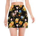 Vintage Floral Flower Pattern Print Side Slit Mini Skirt