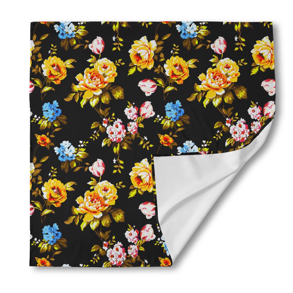 Vintage Floral Flower Pattern Print Silk Bandana