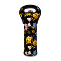 Vintage Floral Flower Pattern Print Single Neoprene Wine Tote