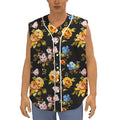 Vintage Floral Flower Pattern Print Sleeveless Baseball Jersey