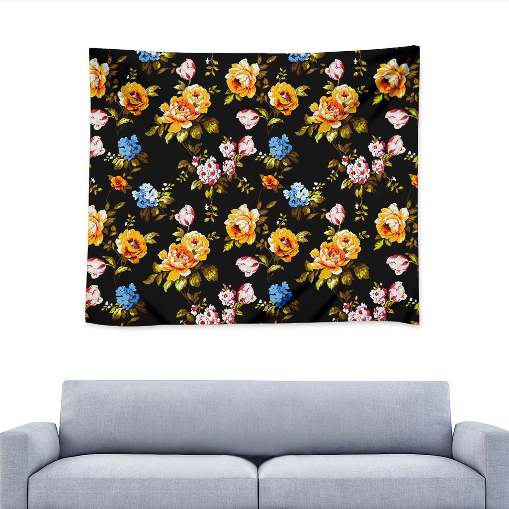 Vintage Floral Flower Pattern Print Tapestry