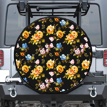 Vintage Floral Flower Pattern Print Tire Cover