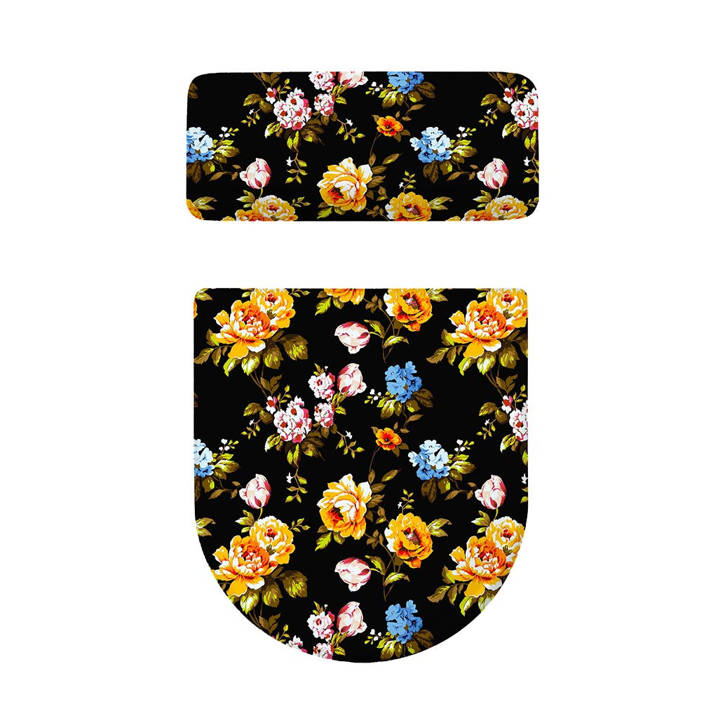 Vintage Floral Flower Pattern Print Toilet Lid And Tank Cover Set