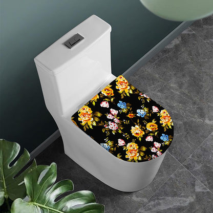 Vintage Floral Flower Pattern Print Toilet Lid Cover