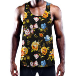 Vintage Floral Flower Pattern Print Training Tank Top
