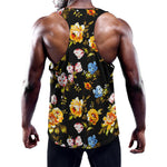 Vintage Floral Flower Pattern Print Training Tank Top