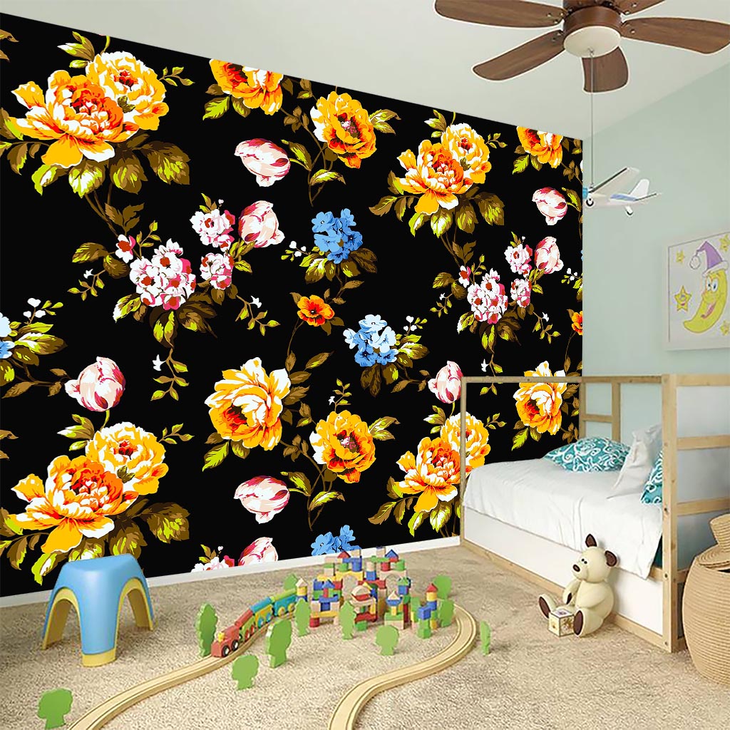 Vintage Floral Flower Pattern Print Wall Sticker