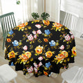 Vintage Floral Flower Pattern Print Waterproof Round Tablecloth