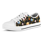 Vintage Floral Flower Pattern Print White Low Top Sneakers