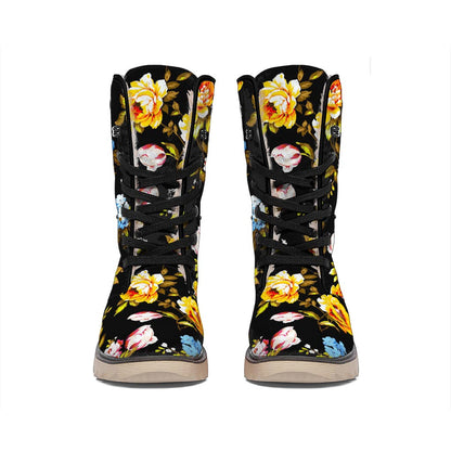 Vintage Floral Flower Pattern Print Winter Boots