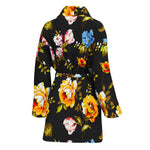Vintage Floral Flower Pattern Print Women's Bathrobe