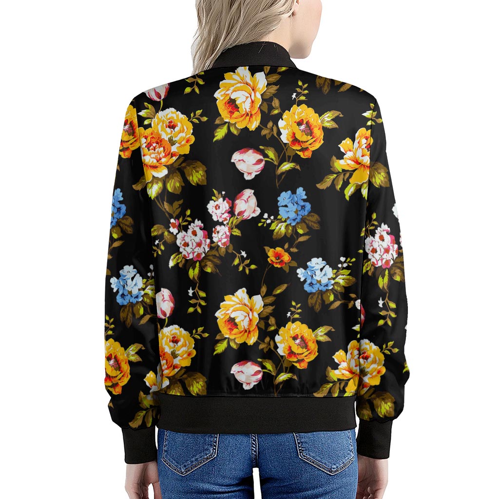 Vintage Floral Flower Pattern Print Women's Bomber Jacket