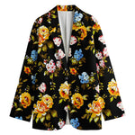Vintage Floral Flower Pattern Print Women's Cotton Blazer