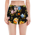 Vintage Floral Flower Pattern Print Women's Split Running Shorts