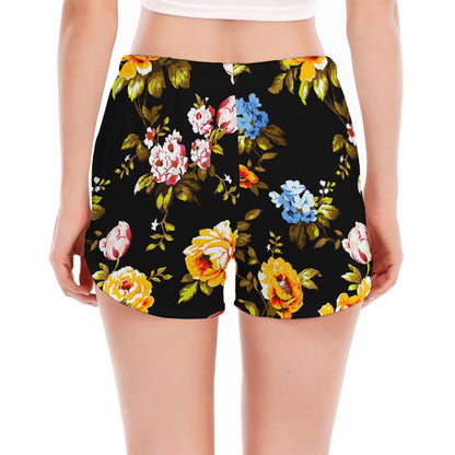 Vintage Floral Flower Pattern Print Women's Split Running Shorts