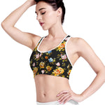 Vintage Floral Flower Pattern Print Women's Sports Bra