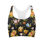 Vintage Floral Flower Pattern Print Women's Sports Bra