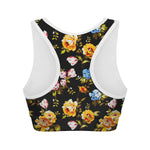 Vintage Floral Flower Pattern Print Women's Sports Bra