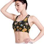 Vintage Floral Flower Pattern Print Women's Sports Bra
