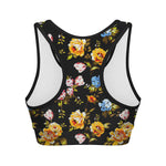 Vintage Floral Flower Pattern Print Women's Sports Bra