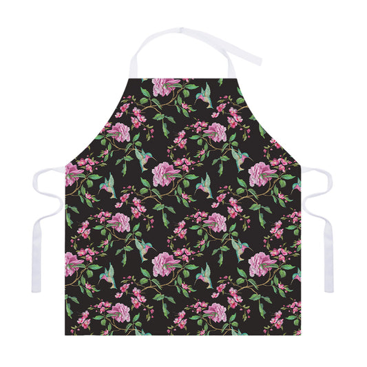 Vintage Floral Hummingbird Print Adjustable Apron
